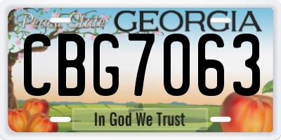 GA license plate CBG7063