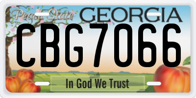 GA license plate CBG7066