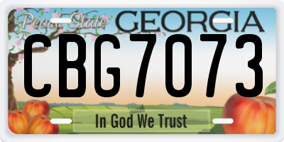 GA license plate CBG7073