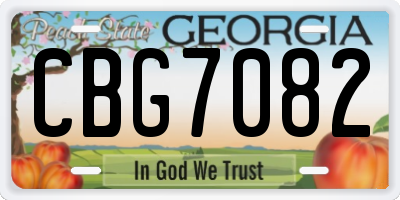 GA license plate CBG7082