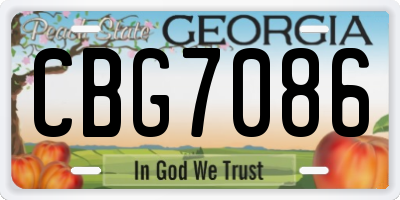 GA license plate CBG7086