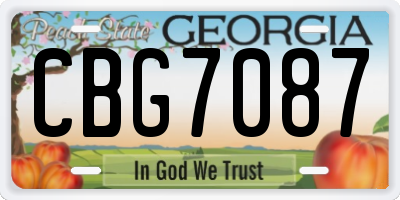 GA license plate CBG7087