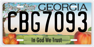 GA license plate CBG7093