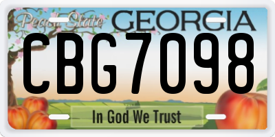 GA license plate CBG7098