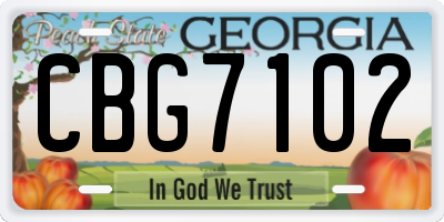 GA license plate CBG7102