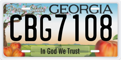 GA license plate CBG7108