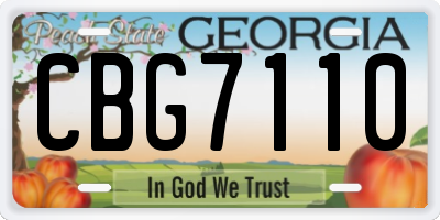 GA license plate CBG7110