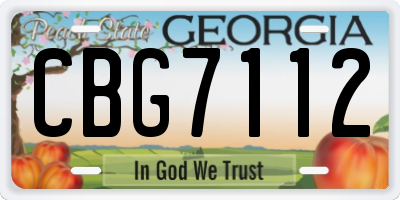 GA license plate CBG7112