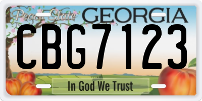 GA license plate CBG7123