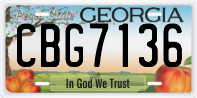 GA license plate CBG7136