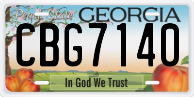 GA license plate CBG7140