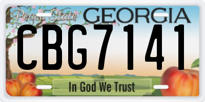 GA license plate CBG7141