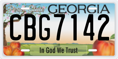 GA license plate CBG7142
