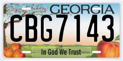 GA license plate CBG7143