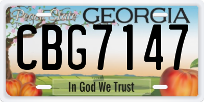 GA license plate CBG7147