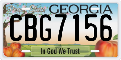 GA license plate CBG7156