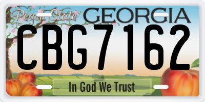 GA license plate CBG7162