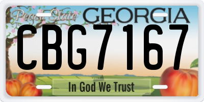 GA license plate CBG7167