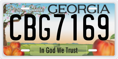 GA license plate CBG7169