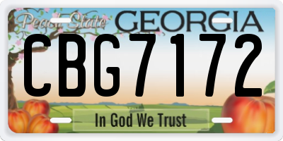 GA license plate CBG7172