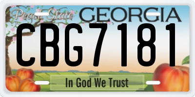 GA license plate CBG7181