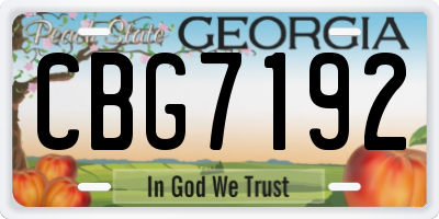 GA license plate CBG7192