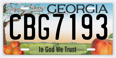 GA license plate CBG7193