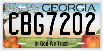 GA license plate CBG7202