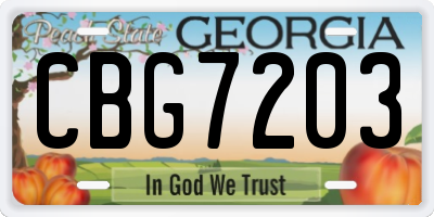 GA license plate CBG7203