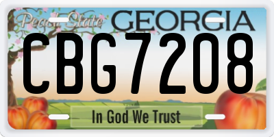 GA license plate CBG7208