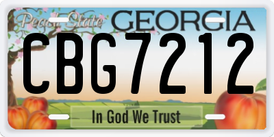 GA license plate CBG7212