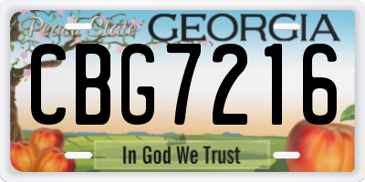 GA license plate CBG7216