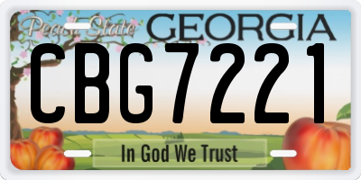 GA license plate CBG7221