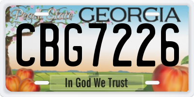 GA license plate CBG7226