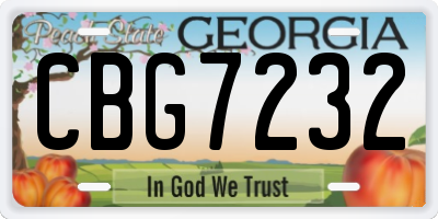 GA license plate CBG7232