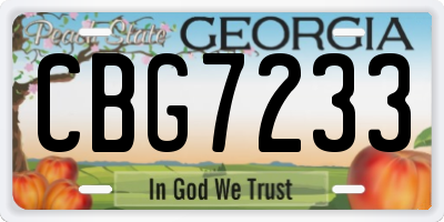 GA license plate CBG7233