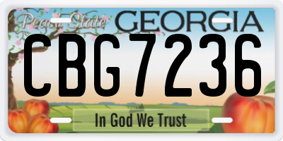 GA license plate CBG7236