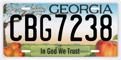 GA license plate CBG7238
