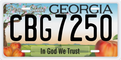 GA license plate CBG7250