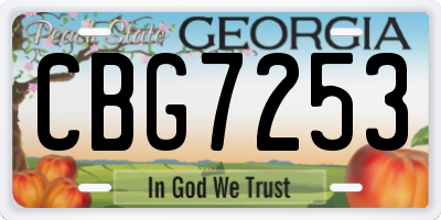 GA license plate CBG7253