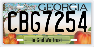 GA license plate CBG7254