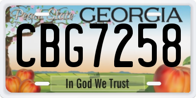 GA license plate CBG7258