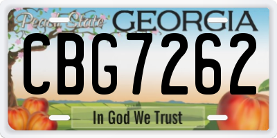 GA license plate CBG7262