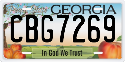 GA license plate CBG7269