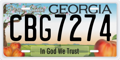 GA license plate CBG7274