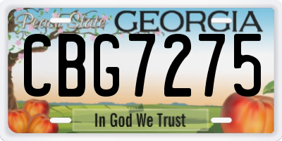 GA license plate CBG7275