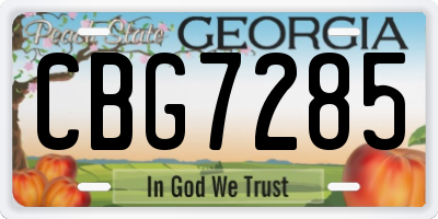 GA license plate CBG7285