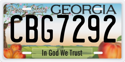 GA license plate CBG7292