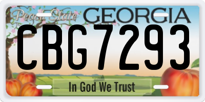 GA license plate CBG7293