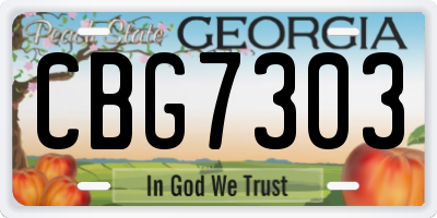 GA license plate CBG7303